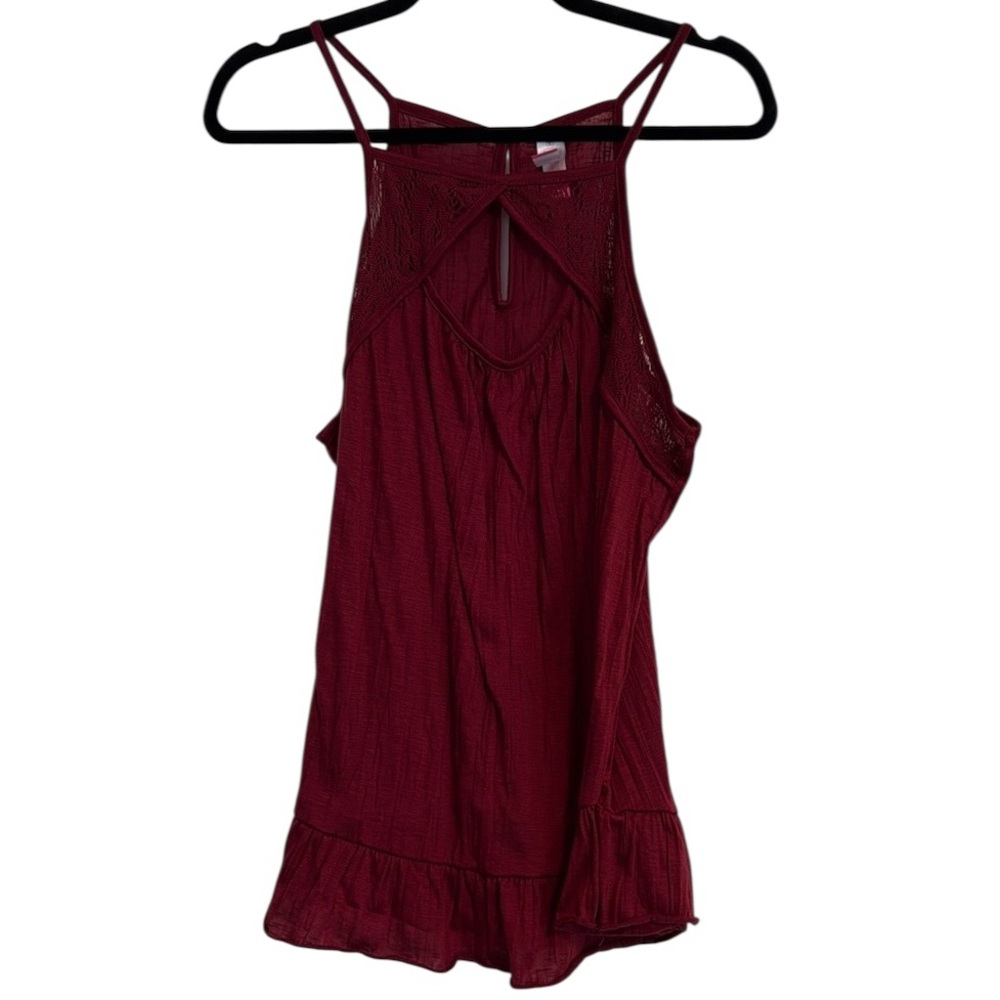 🌻 NOBO No Boundaries Sleeveless Swing Top with Lace Top